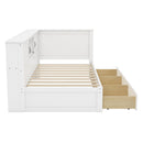 L Shaped Bed Frame With Drawer And And Bookcase With LED Downlight And USB Port