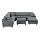 Contemporary U - Shaped Sectional Sofa With Movable Storage Ottoman