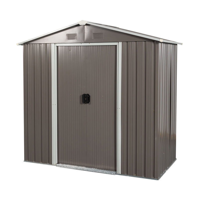 8Ft x 4Ft Outdoor Metal Storage Shed - Gray