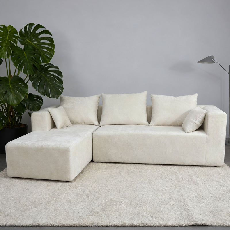 Modular Corner Sofa With Soft Linen Fabric
