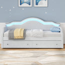 Upholstered Daybed With LED Lights And 2 Drawersme