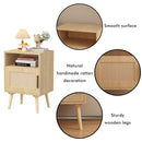 Nightstand, Side Table With Door And Open Shelf For Bedroom - Oak