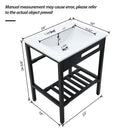 Console Sink With Legs, 24" X 18", Durable Porcela With Frame - White / Black