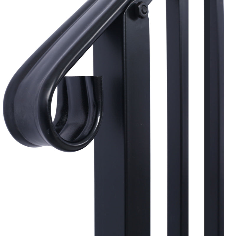 Handrails For Outdoor Steps, Fit 2 Or 3 Steps Outdoor Stair Railing, Wrought Iron Handrail, Flexible Porch Railing, Transitional Handrails For Concrete Steps Or Wooden Stairs