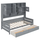 Daybed With All-In-One Cabinet And Shelf