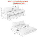 Queen Pull Out 3 In 1 Convertible Sleeper Sofa With Side Storage