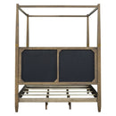 Queen Canopy Bed Frame With Upholstered Headboard - Brown