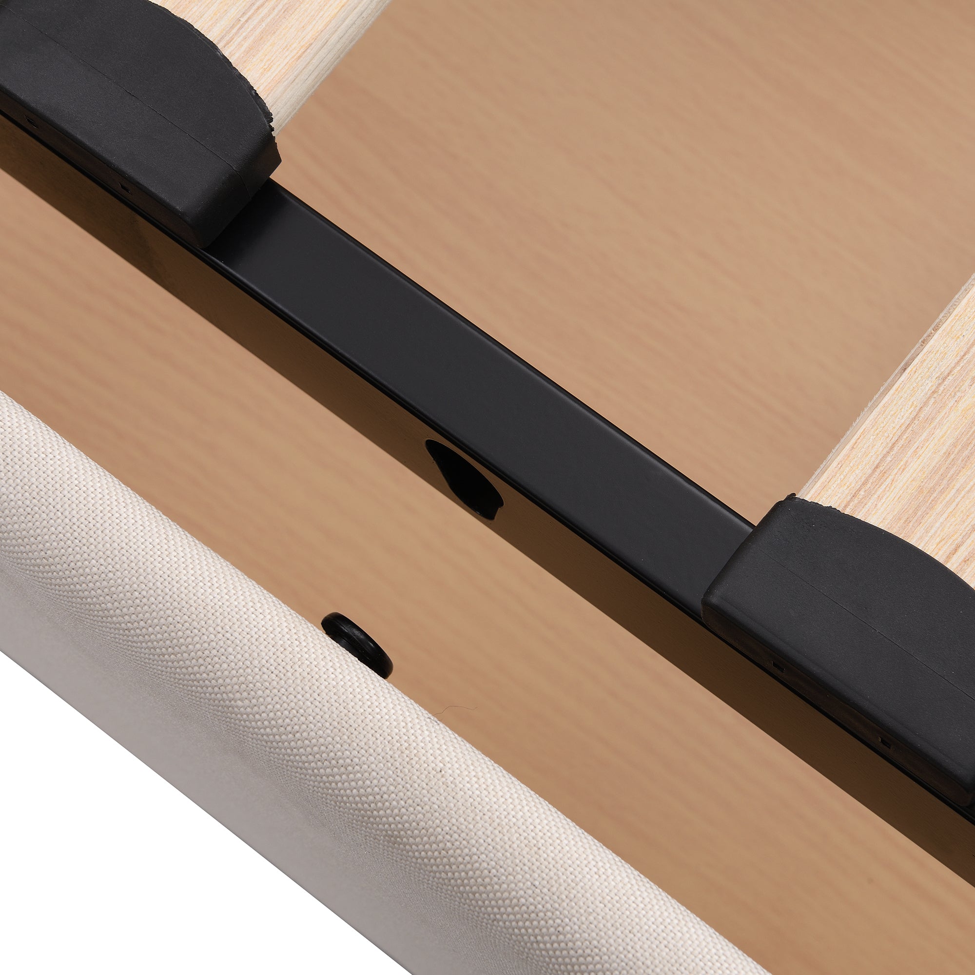 Queen Size Upholstered Bed with LED Light and 4 Drawers,  Modern Platform Bed with a set of Sockets and USB Ports, Linen Fabric, Beige - Atlantic Fine Furniture Melbourne FL