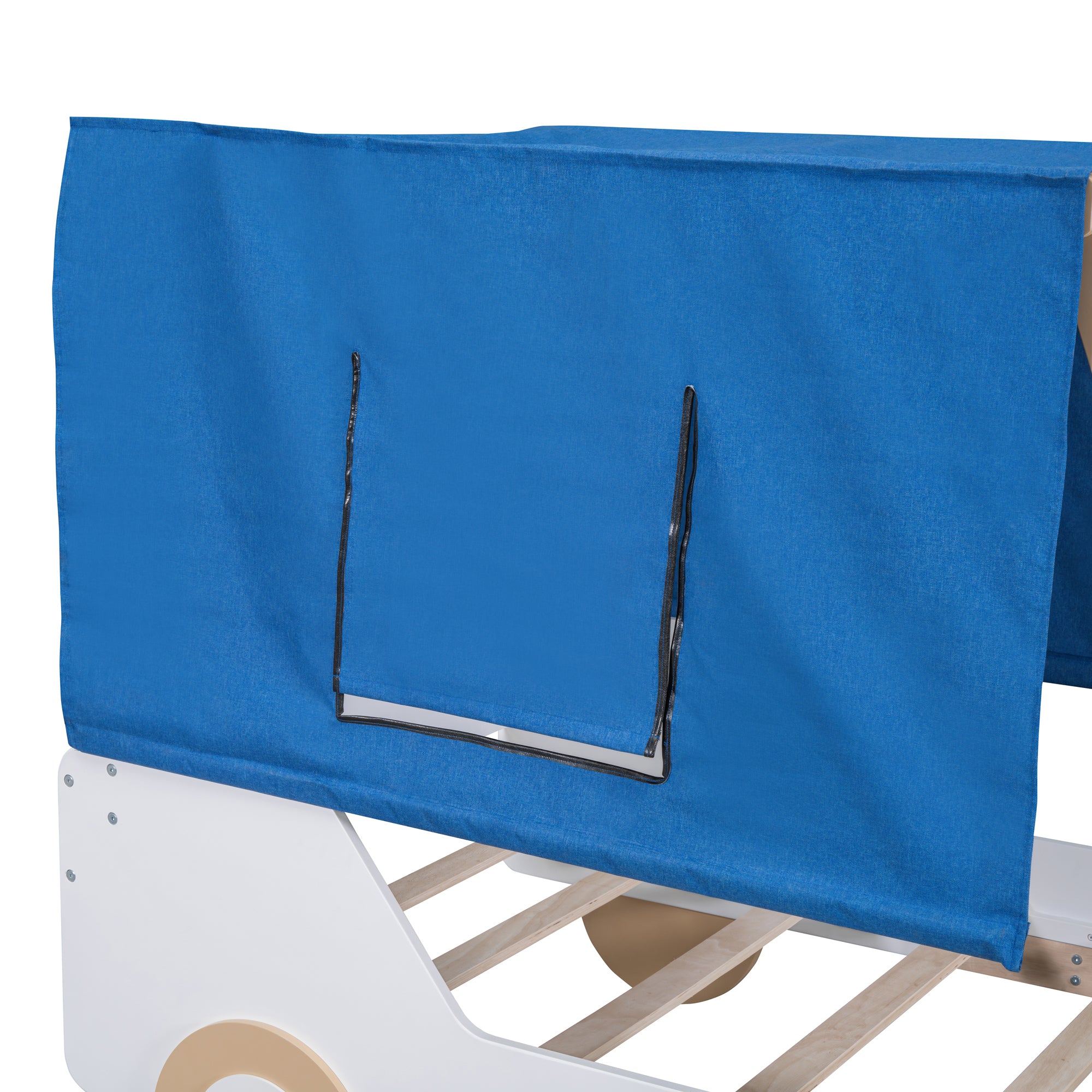 Twin Size Car Shaped Bed with Tents,White+Natural - Atlantic Fine Furniture Melbourne FL