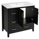 Bathroom Vanity With Sink, Soft Closing Doors & Drawers, Metal Handles