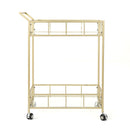 Modern Metal And Glass Bar Cart With Rolling Casters - Gold