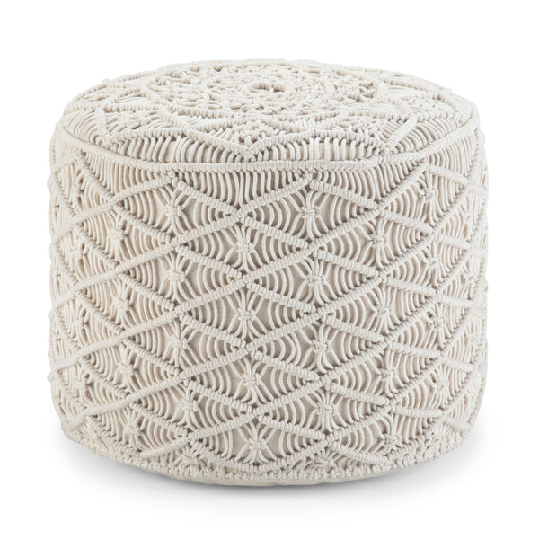 Coates - Round Macrame Pouf - Natural