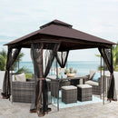 Patio Gazebo Tent With Ventilated Double Roof And Mosquito Net
