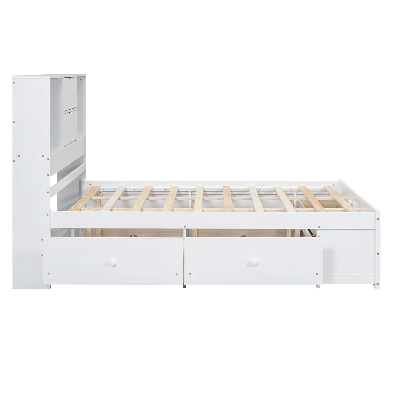 Platform Bed With Storage Headboard And 8 Drawers