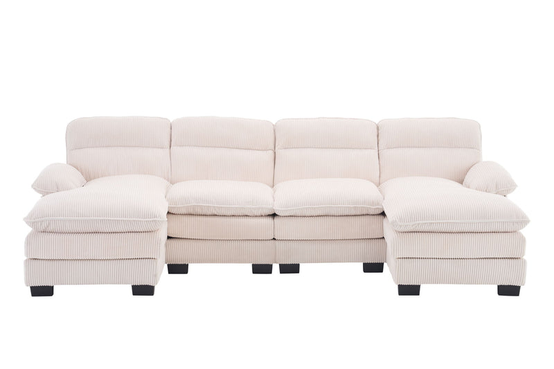 U-Shaped Profile Sofa, Including Two Single Seats And Two Chaise, Modular Sofa, Corduroy Sofa