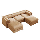 Contemporary Elegant White Chenille Sofa With Storage And Ottoman