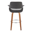 Vintage Flair - Mid Century Modern Fixed Height Barstool With Swivel & Round Footrest (Set of 2)