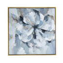Large Modern Flower Oil Painting, SquareFrame Wall Art - Blue / Gray