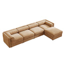 Contemporary Elegant White Chenille Sofa With Storage And Ottoman