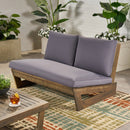 Outdoor Loveseat With Slat Paneling And Water Resistance Cushion - Dark Gray
