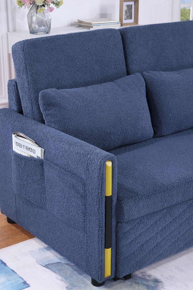 Percy - Teddy Velvet Sleeper Loveseat With Dual-Pull Sleeper Design