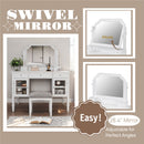 Elegant Makeup Vanity Desk With Adjustable Mirror And Storage And Construction - White