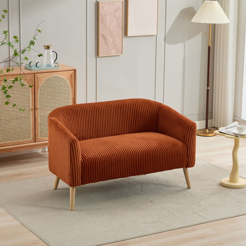 Modern Loveseat Couch Sofa With Corduroy Upholstery, 2 Seat
