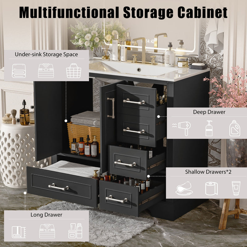 Traditional Bathroom Vanity With Soft Close Doors And Drawers