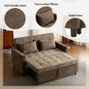 Pull-Out Sleeper Sofa With Reversible Backrest Cushion, Side Pockets, 2 USB Ports And A Phone Holder For Living Room