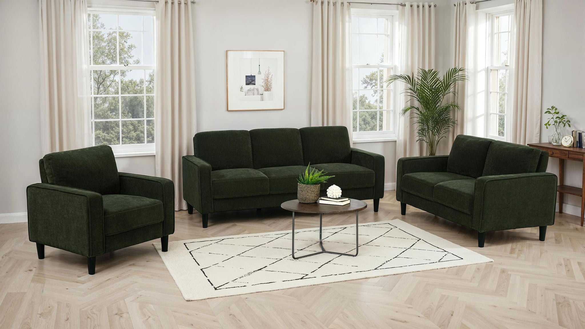 Ruth Fabric Upholstered Track Arm Accent Chair Matcha Green - Atlantic Fine Furniture Melbourne FL