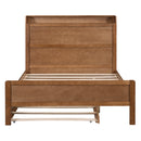 Full Size Platform Bed with Storage Headboard and Twin Size Trundle, Walnut