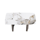 Curved Leg Dining Table For 6 People - Antique White / Black