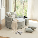 Modern Oversized Round Barrel Accent Chair With Ottoman