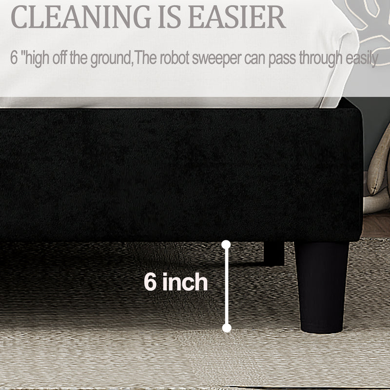 King Bed Frame with Headboard,Sturdy Platform Bed with Wooden Slats Support,No Box Spring,Mattress Foundation,Easy Assembly  Dark grey