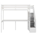 Twin Size Loft Bed with Storage Staircase and Built-in Desk, White (Old SKU:GX000903AAK)