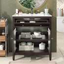 Bathroom Vanity With Ceramic Sink, Adjustable Shelf & Tip Out Tray