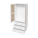 Hollow Pattern 2 Door 3 Drawer Wardrobe, The Collision Of Wood Color, Suitable For Bedrooms And Dressing Rooms - White