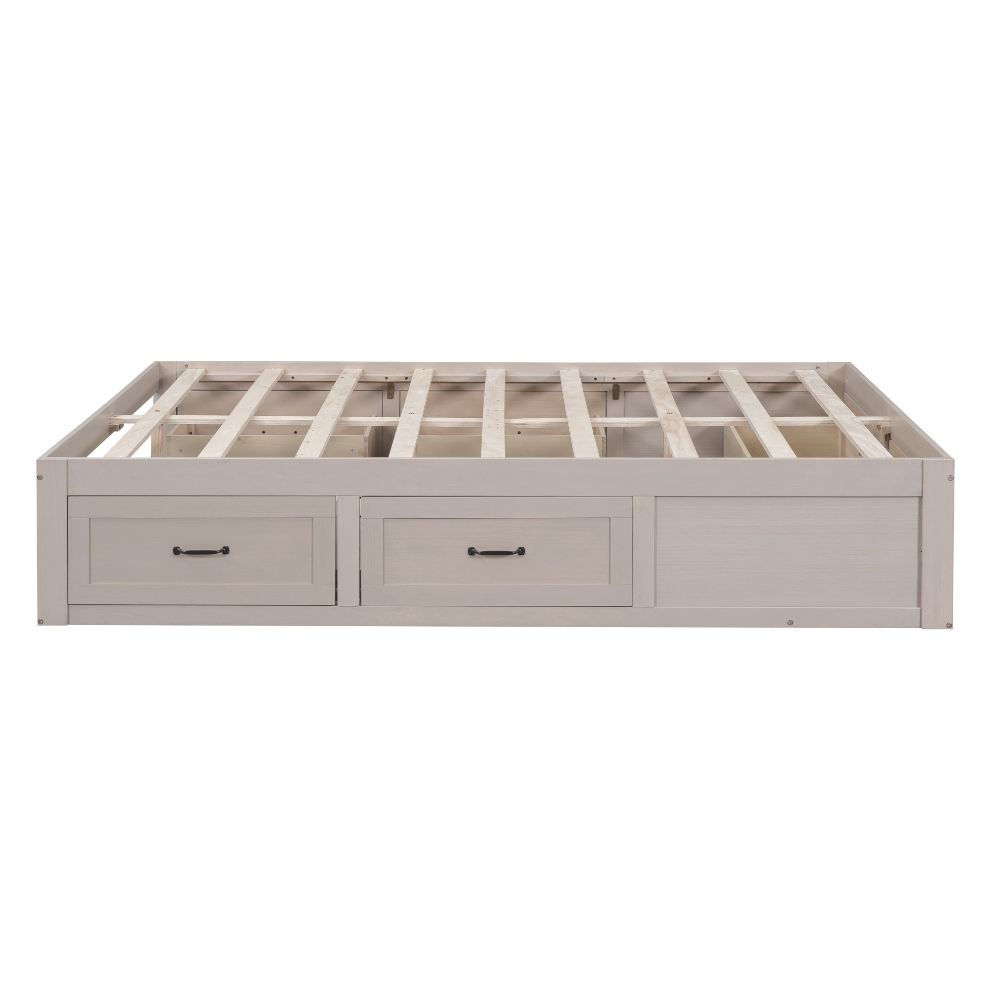 Full Size Platform Bed with 6 Storage Drawers,Antique White - Atlantic Fine Furniture Melbourne FL
