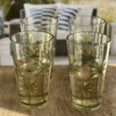 Palm Tree Design Acrylic Hi Ball Glasses Plastic, Bpa Free (Set of 4), 20Oz - Clear