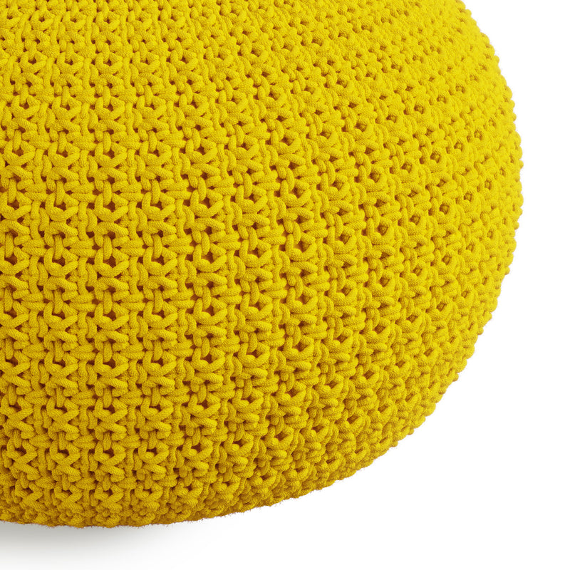 Sonata - Round Knitted Outdoor / Indoor Pouf - Yellow