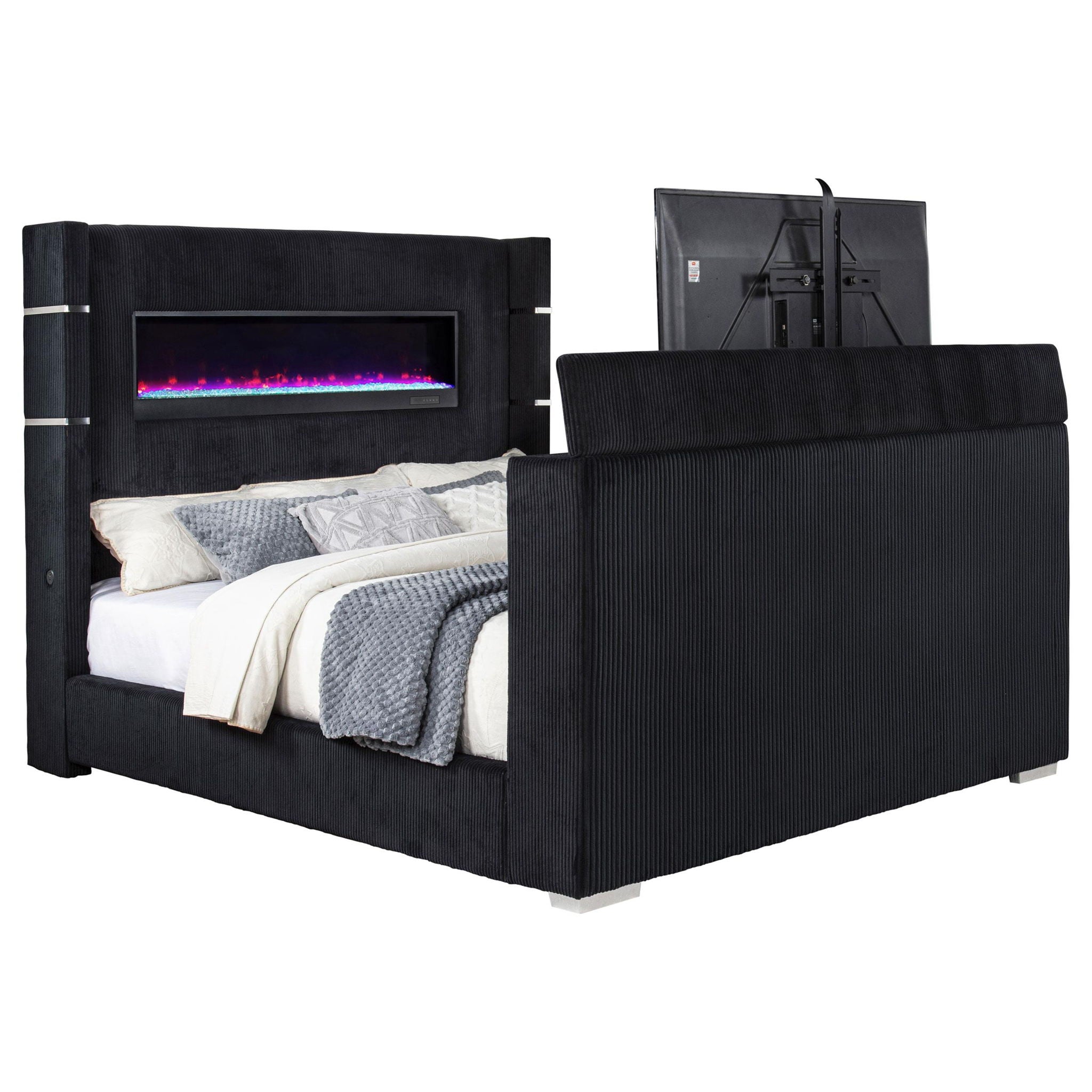 Tisdall California King Flame Visualizer TV Bed Black