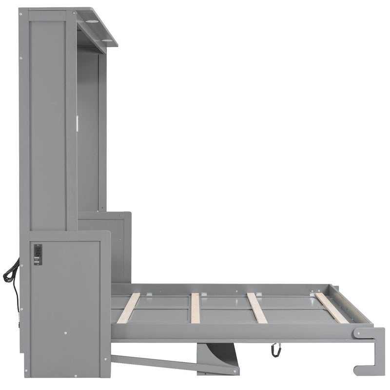 Murphy Bed With Desk, LED Lights & USB Charging Station