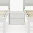 Full Over Twin & Twin Bunk Bed Metal Triple Bed With Nightstand and Guardrails. White, 96.9'' L x 76'' W x 69'' H