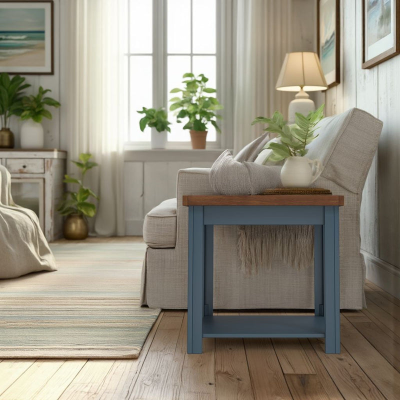 Nantucket - Side Table - Blue Denim, Whiskey