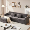 4 Seats Modern U-Shape Sectional Sofa, Oversized Upholstery Chaise Couch With Storage Ottomans For Living Room / Loft / Apartment / Office