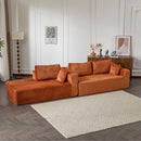 Compression Sectional Couch With Comfy Chaise, Boneless L Shape Sofa With Deep Seat