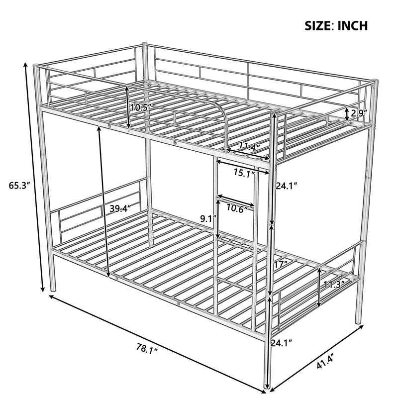 Twin Over Twin Metal Bunk Bed