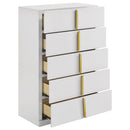 Ines - 5-Drawer Bedroom Chest Of Drawers - White High Gloss