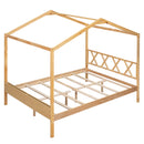 Full Size Wood House Bed with Storage Space, Natural (OLD SKU :LP000002AAM)