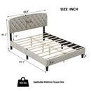 Queen size Adjustable Headboard with Fine Linen Upholstery and Button Tufting for Bedroom,  Wave Top  cream White